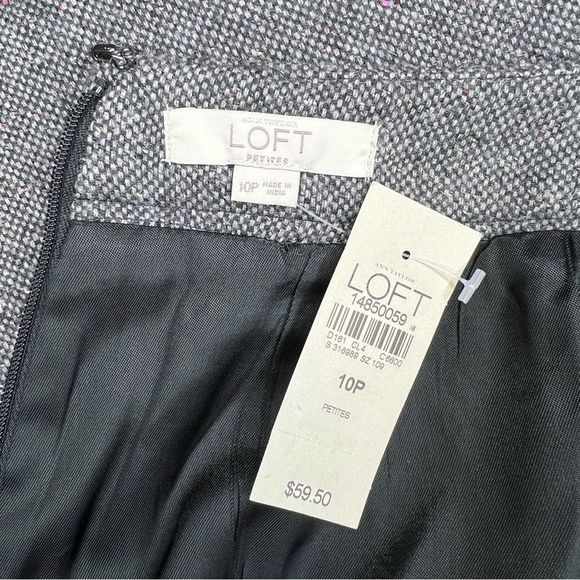 Ann Taylor Loft Tweed Wool Blend Mini Pencil Skirt Gray 10P - Picture 7 of 8